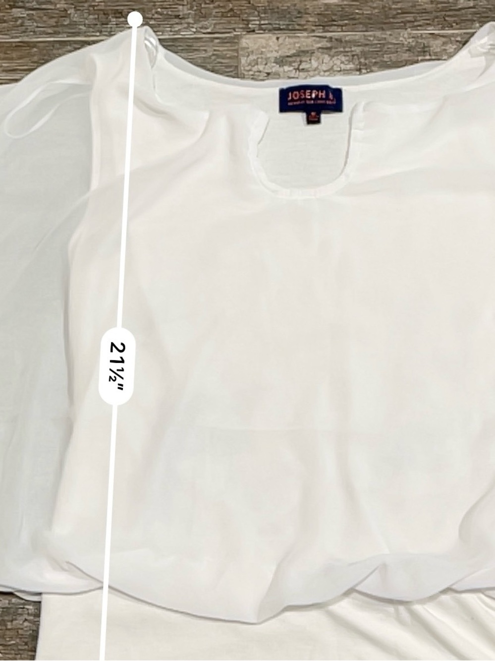 Joseph A White Sheer Overlay Blouse with Scoop Neck - Picture 5 of 5